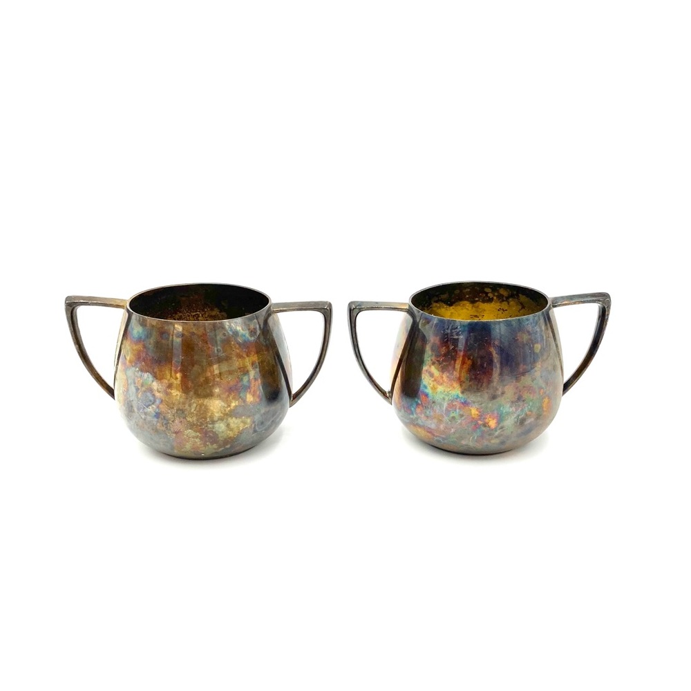 Empire Crafts Quadruple Plate Sugar Bowls Vintage Patina.
